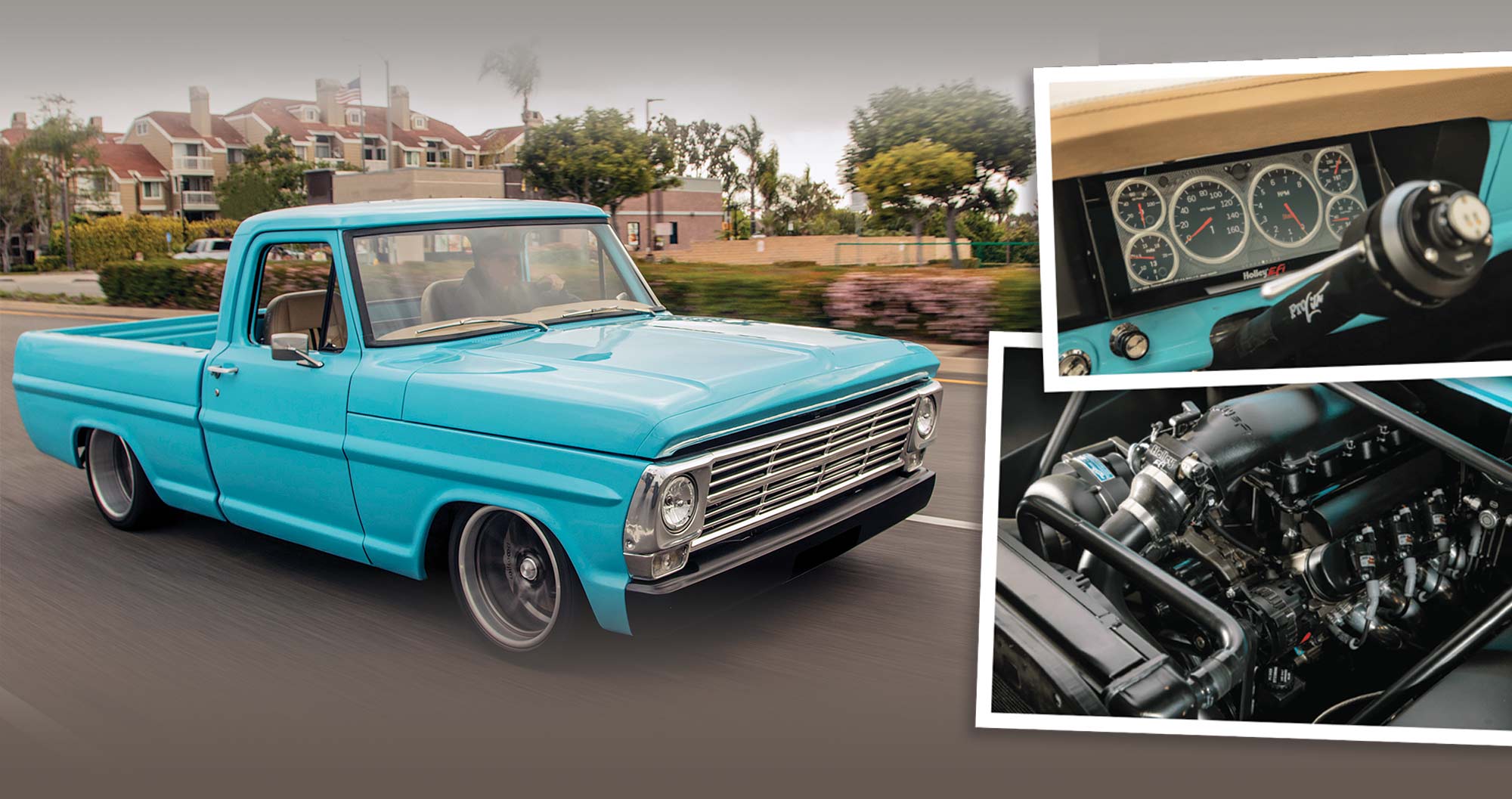 side view and polaroids of the 1969 F-100 