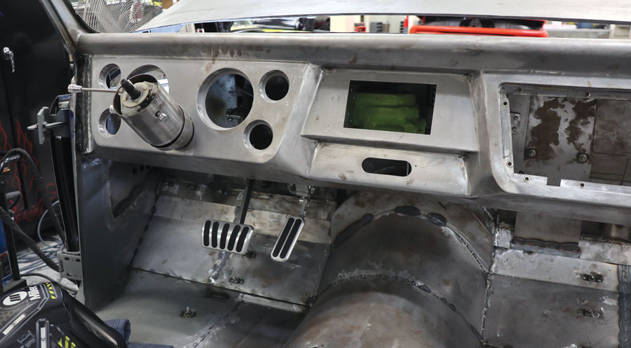 The center of the dash will hold the information center (computer screen) as well as the controls for the Vintage Air HVA/C system.