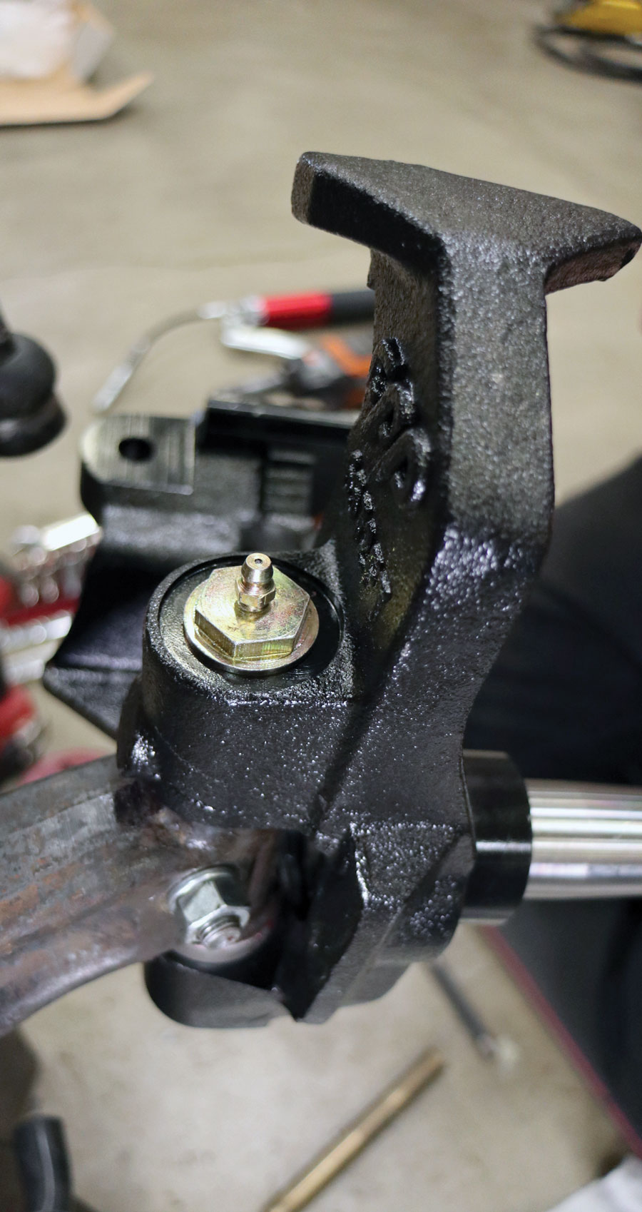 Finish off the spindle by installing the new seal and nut
