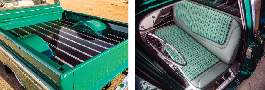photos of the 1963 Chevy C10 seat and trunk bed