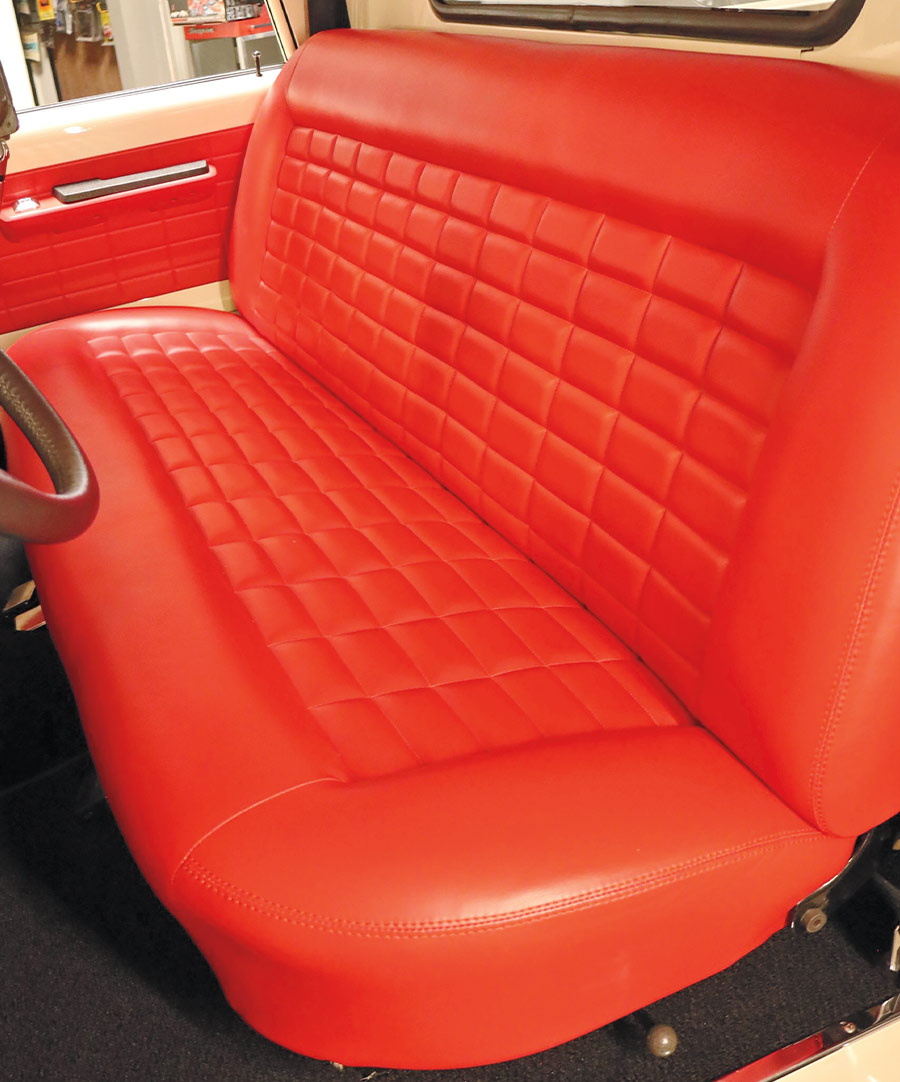 1964 D100 Utiline red seat upholstery