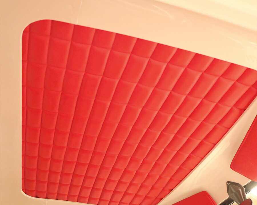 1964 D100 Utiline red ceiling upholstery