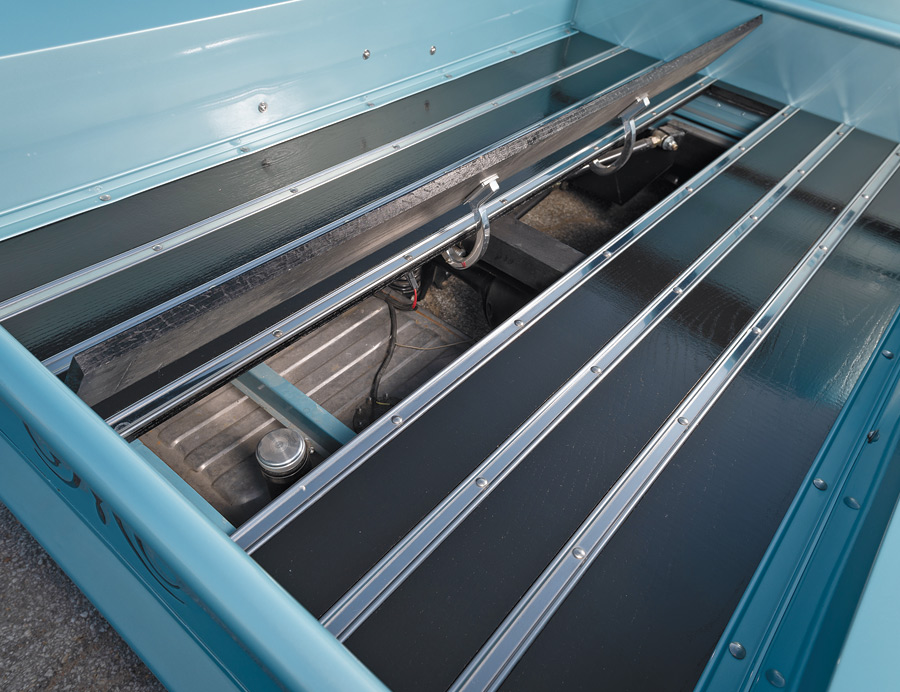 view of 1946 GMC CC-Series compartment in bed of truck