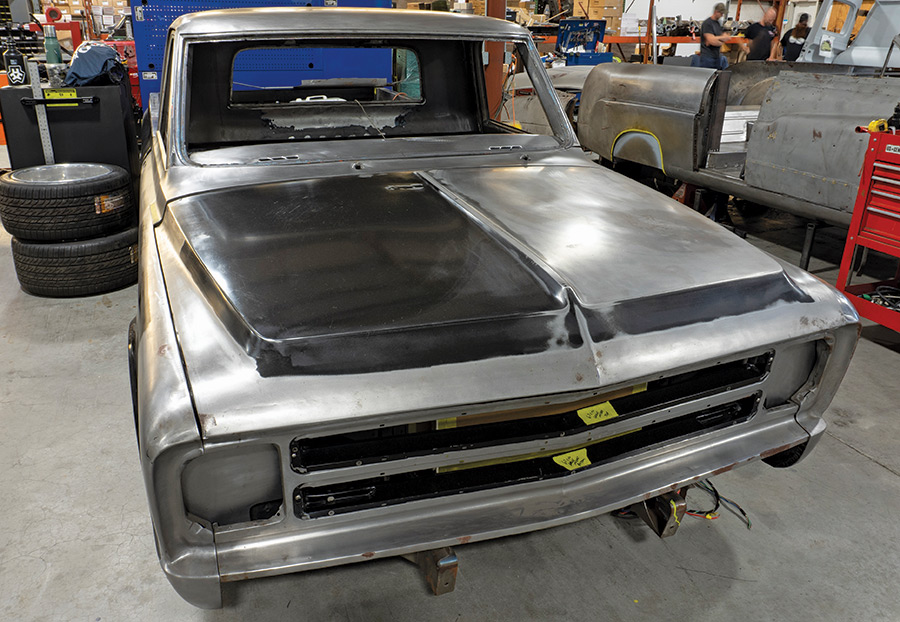 Jimmy Ferrell’s 1967 Chevy C10 in the garage