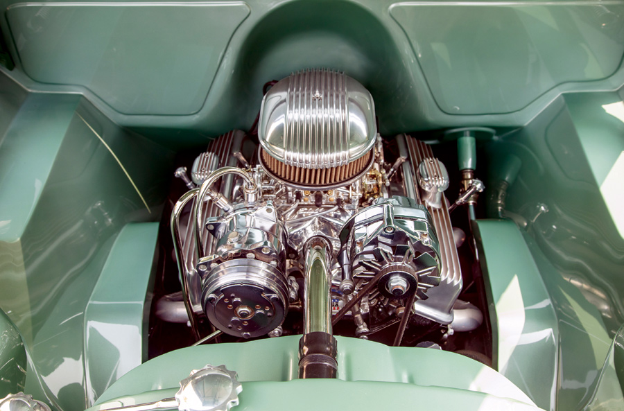 1959 Chevy Apache engine view under the hood