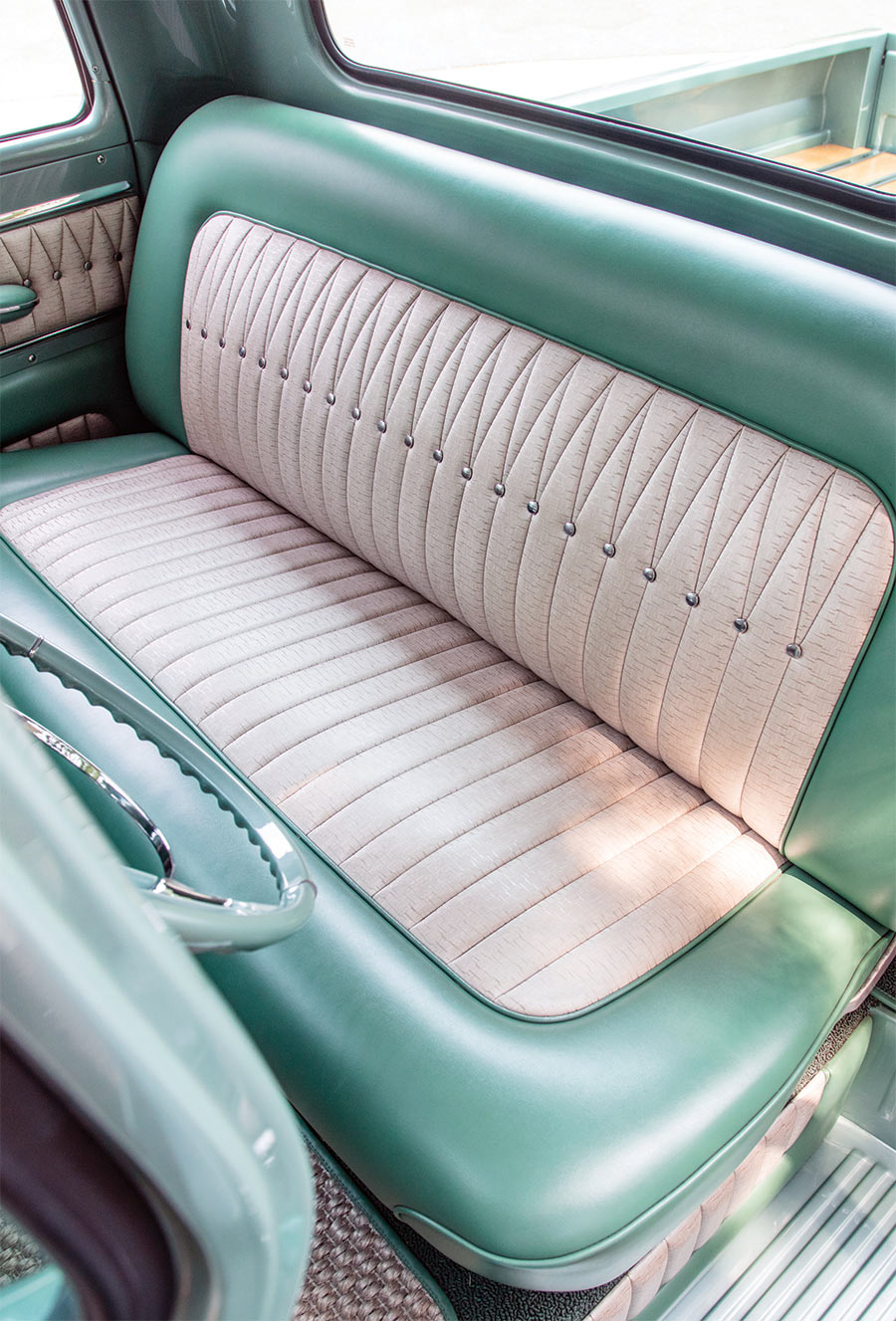 interior view of 1959 Chevy Apache front seats