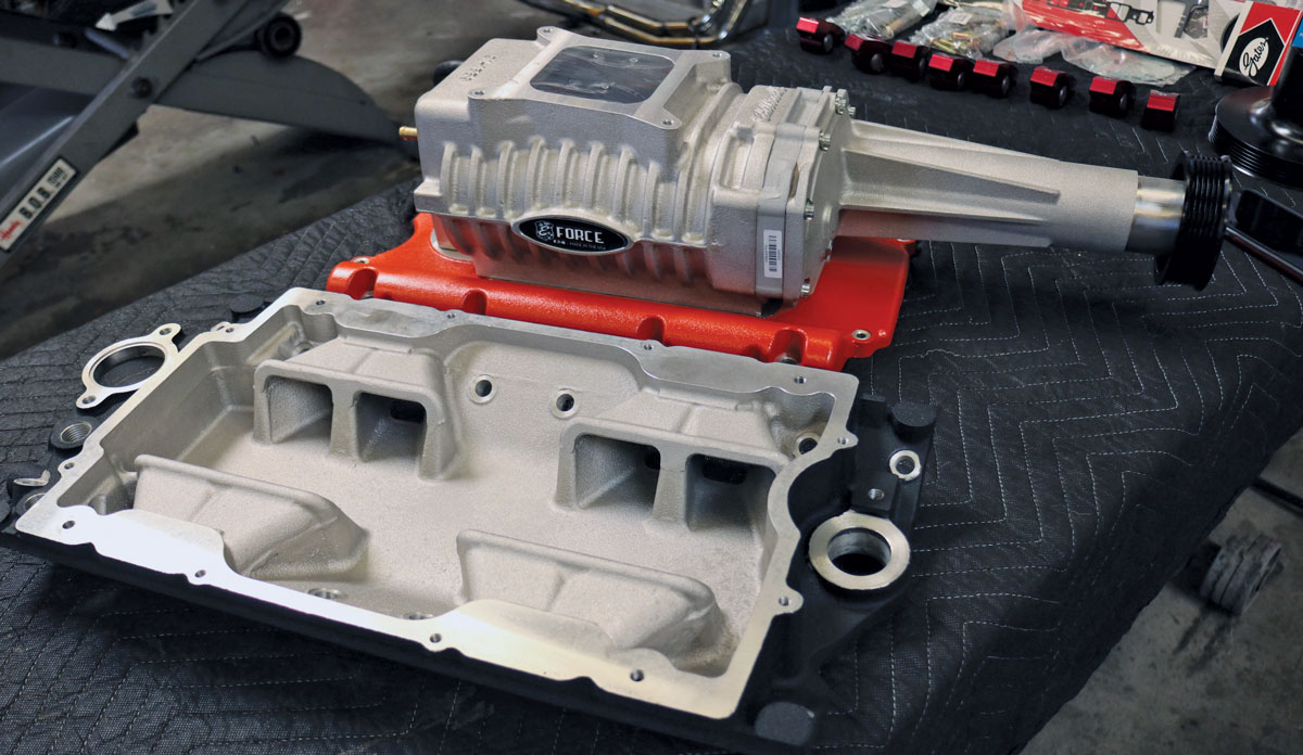 Our source of forced induction is, as previously mentioned, Edelbrock’s E-Force 122 positive displacement supercharger, which, according to the manufacturer, is capable of producing over 500 hp “on most applications