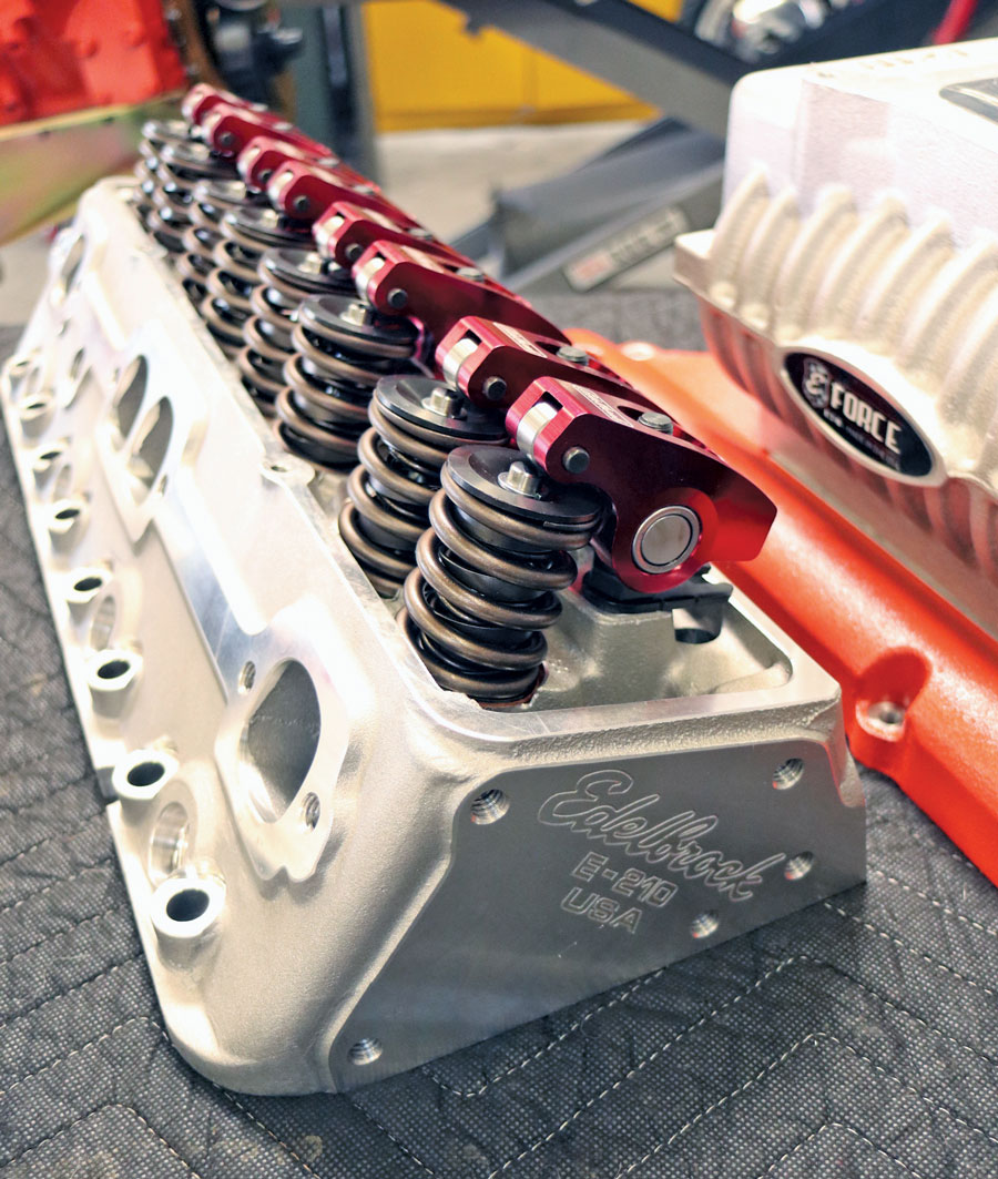 The aluminum heads are part of Edelbrock’s E-Street line and feature 64cc combustion chambers, 1.60-inch exhaust valves, and 210cc intake runners for optimum airflow
