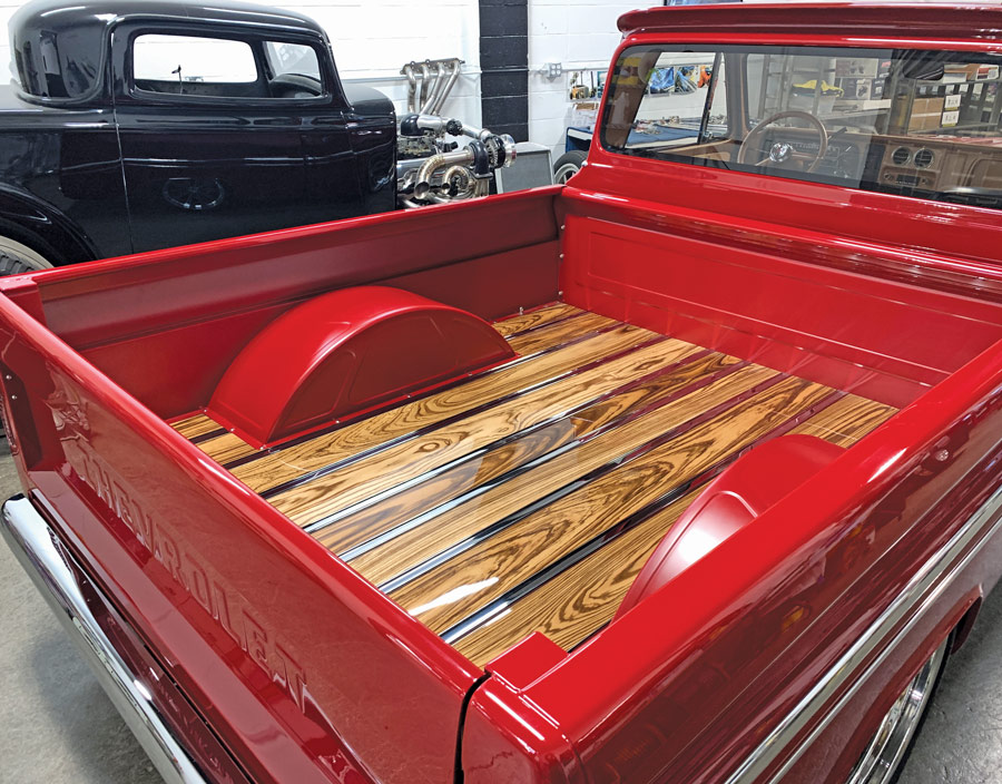 bed of truck with hardwood base