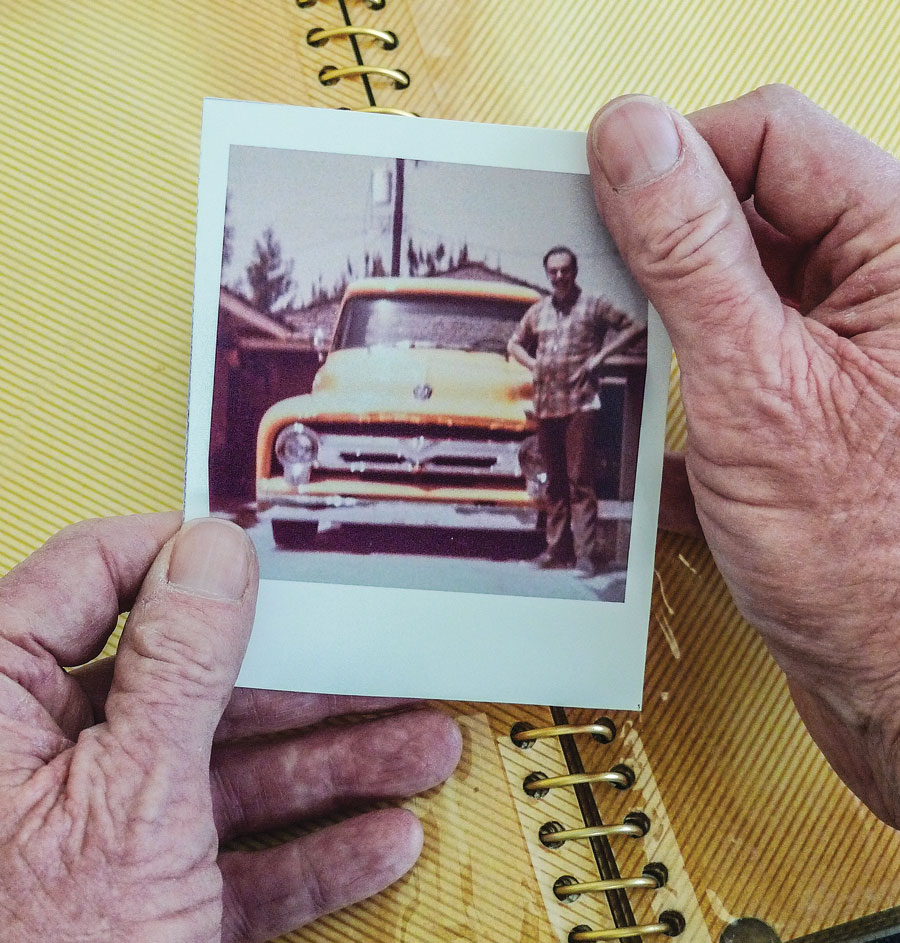 1. Here in this faded photograph from 1976 we see Uncle Gary and his freshly finished 1956 F-100