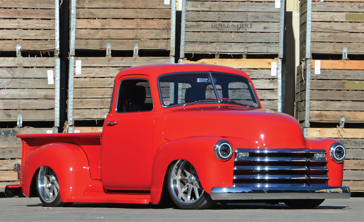1953 Chevy 3100 view of grill and hood