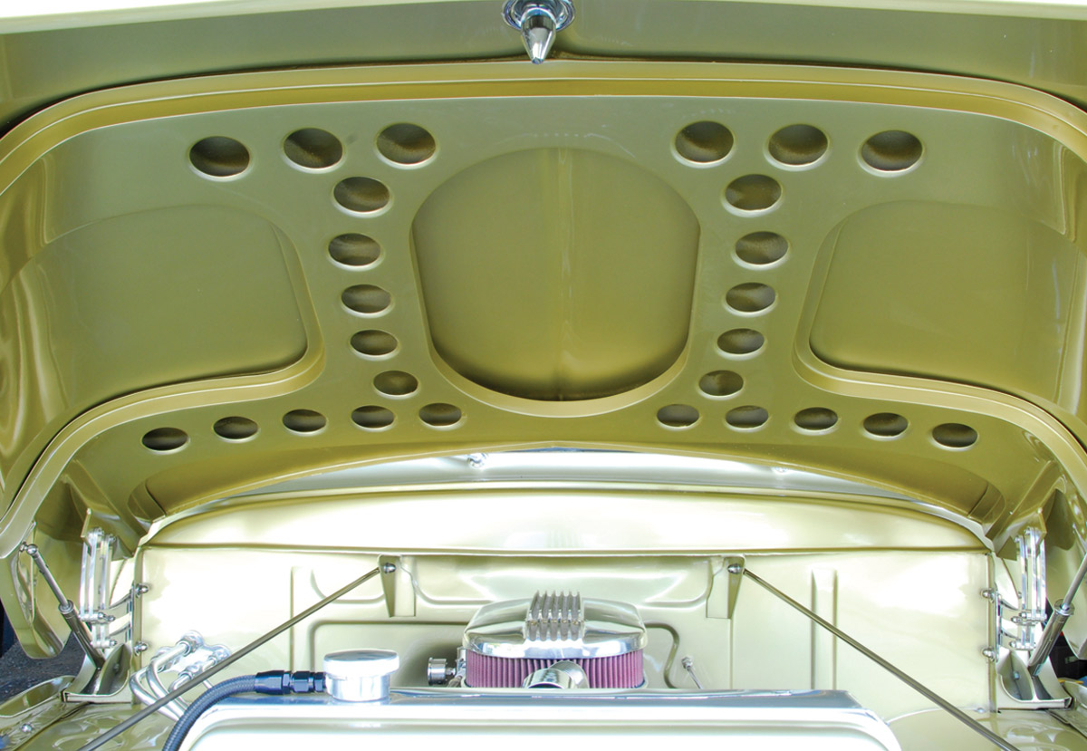 view of hood up on 1955 Ford F-100