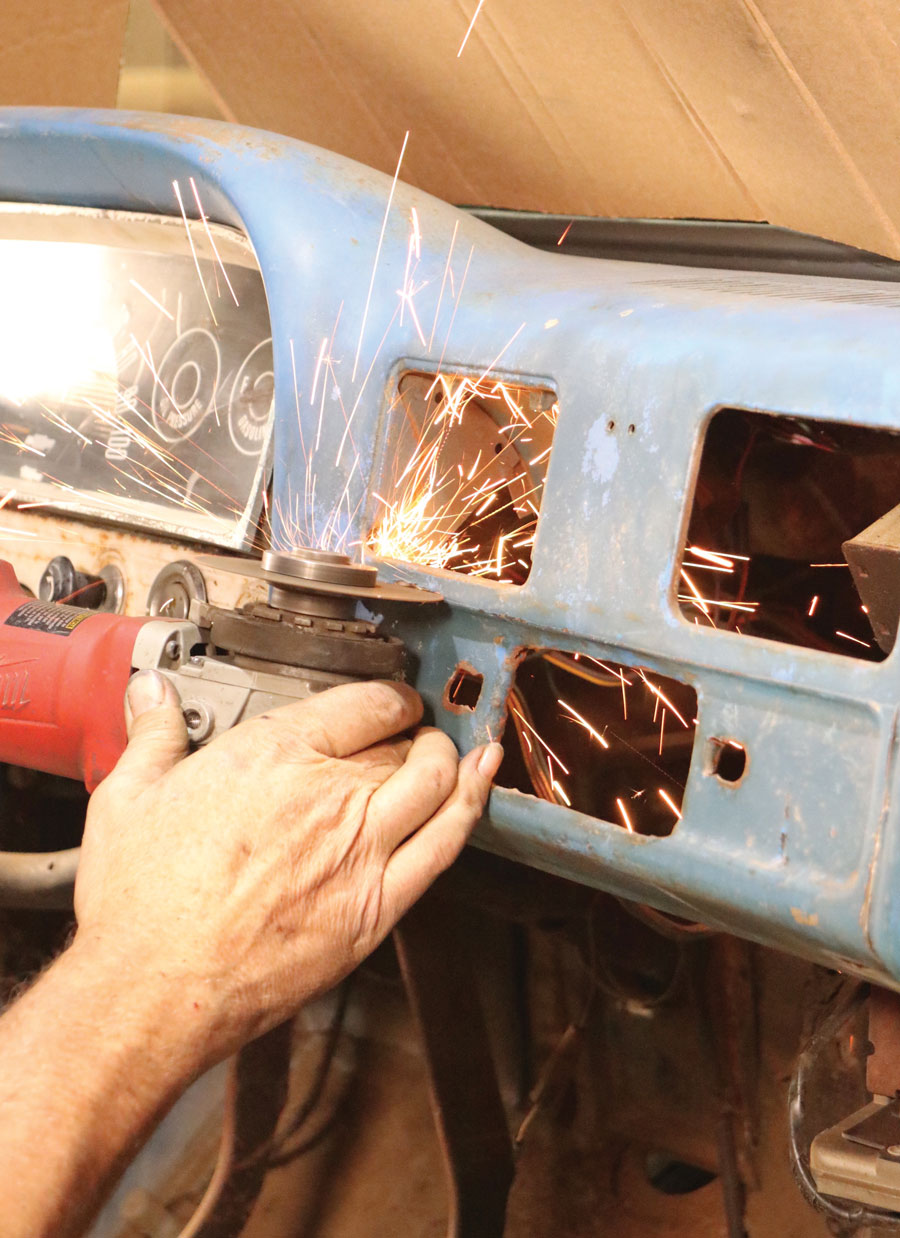 Stock radio portion of the dash being cut out