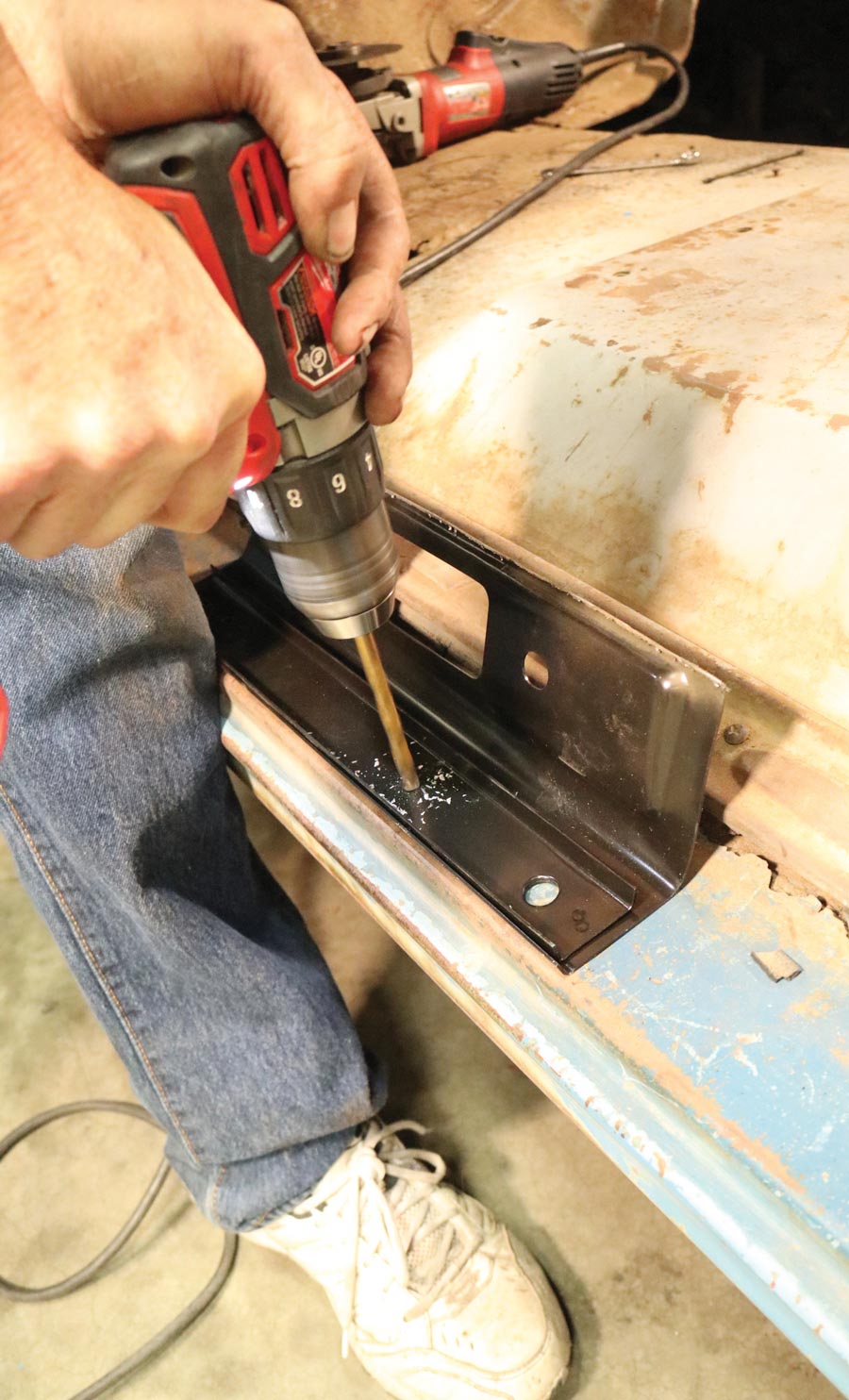 Drilling into the OE inner dash brace