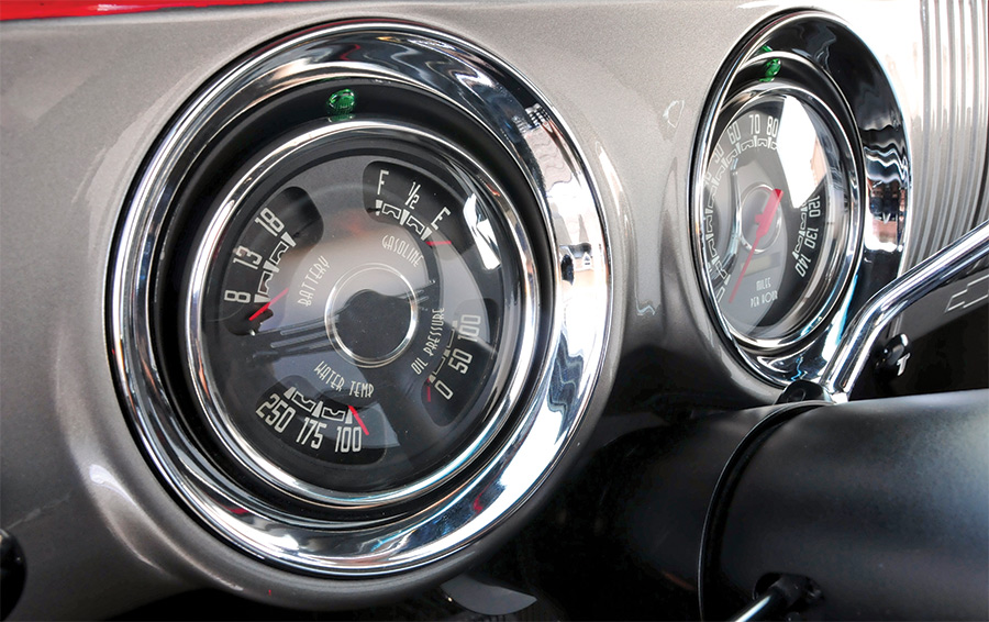 1954 Chevy 3100 dashboard gauges closeup