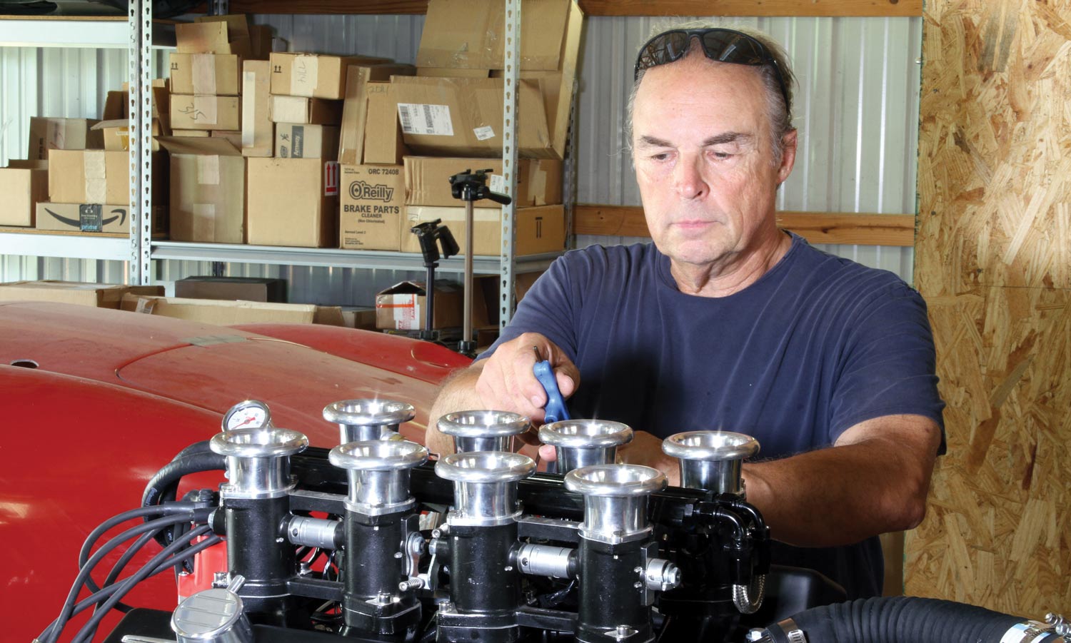 man working on engine