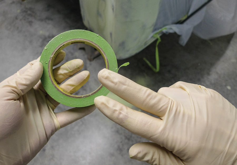 Holding green tape