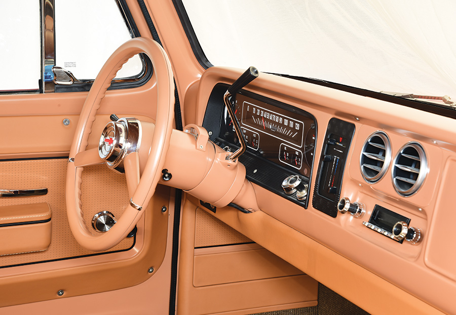 1965 Chevy C10 wheel and dashboard interior view