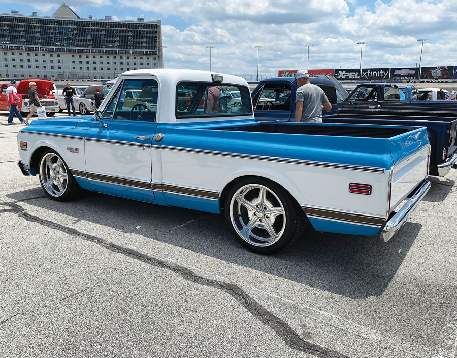 Blue and white C10 at Classic Parts of America C10 Nationals Truck Show