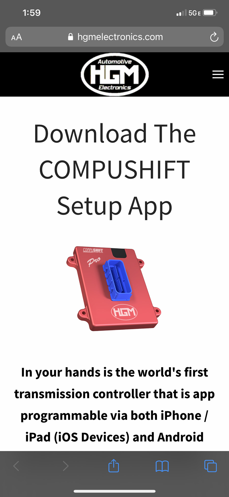 Simply scan the QR code printed on the CompuShift TCU