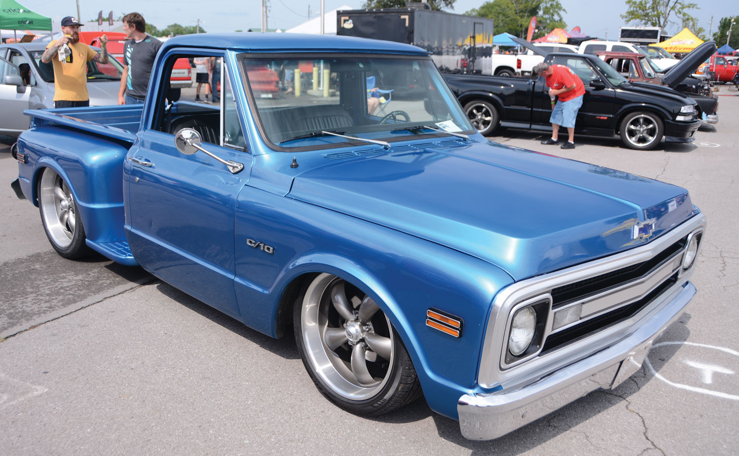 Blue Chevy C-10 side view