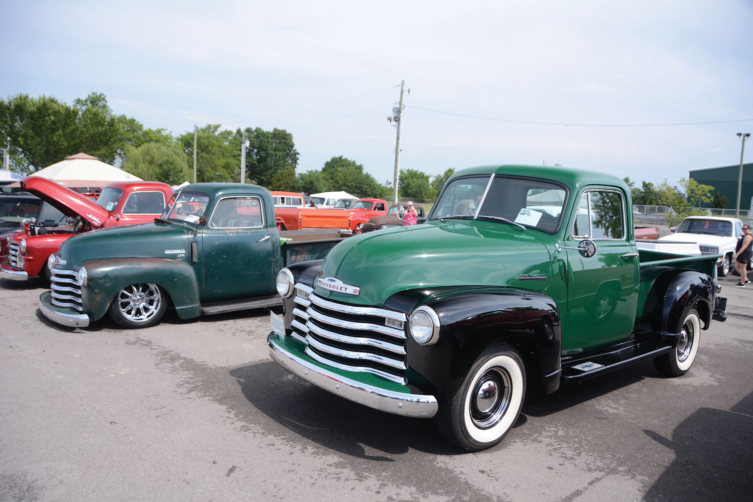 A variety of Chevy's and GMC's lined up