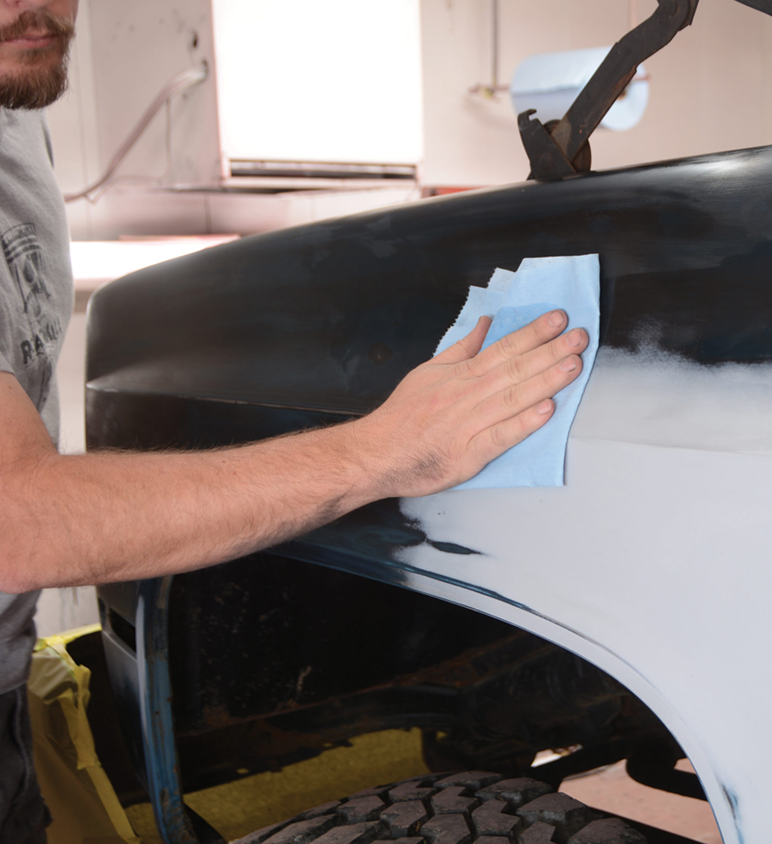 wax and grease remover are used to clean the surface of the car