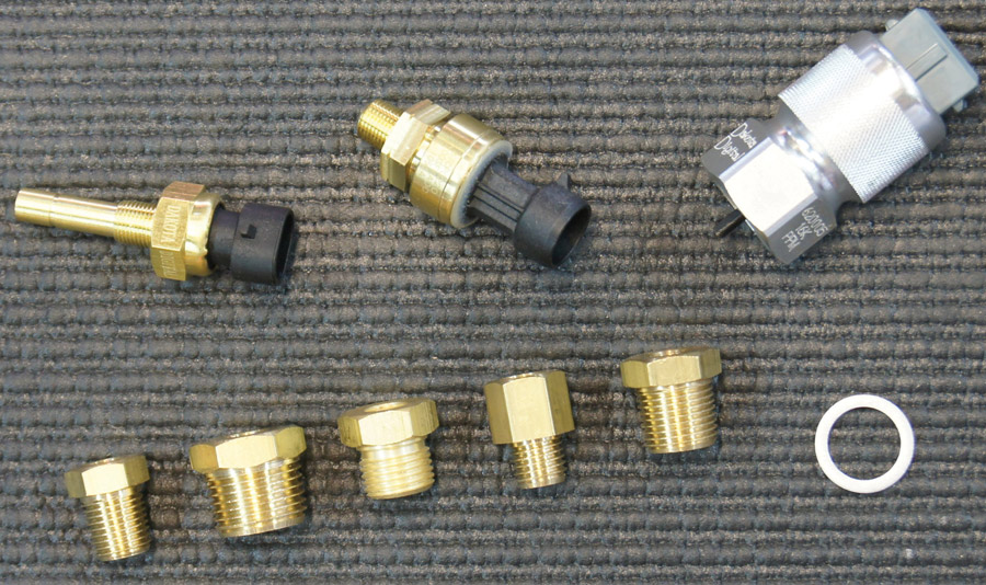 sensors with adaptors for the speedometer, oil pressure, and water temp