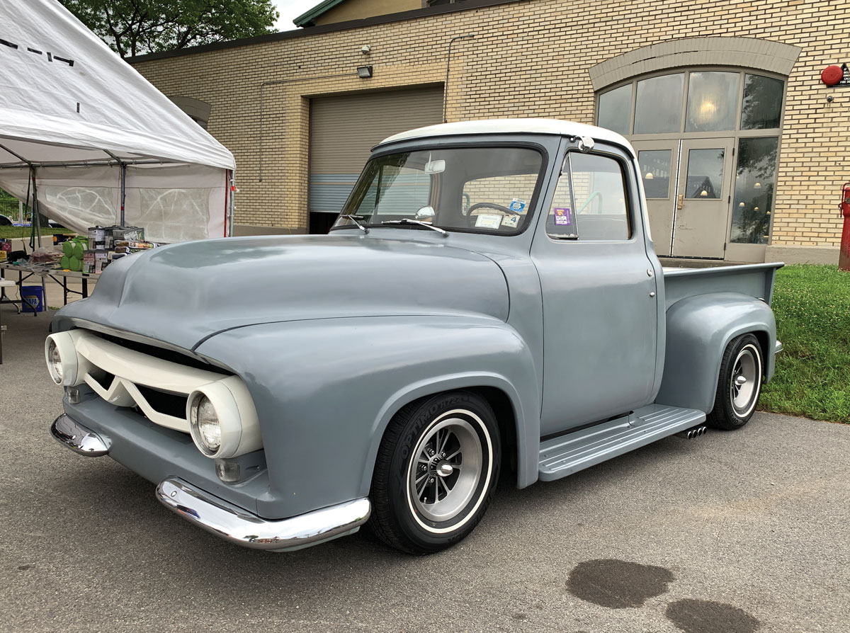 Gray truck with white trim