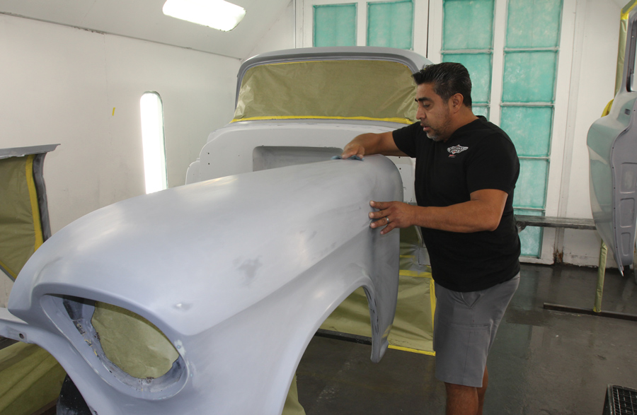 Buffing out the hood of a car