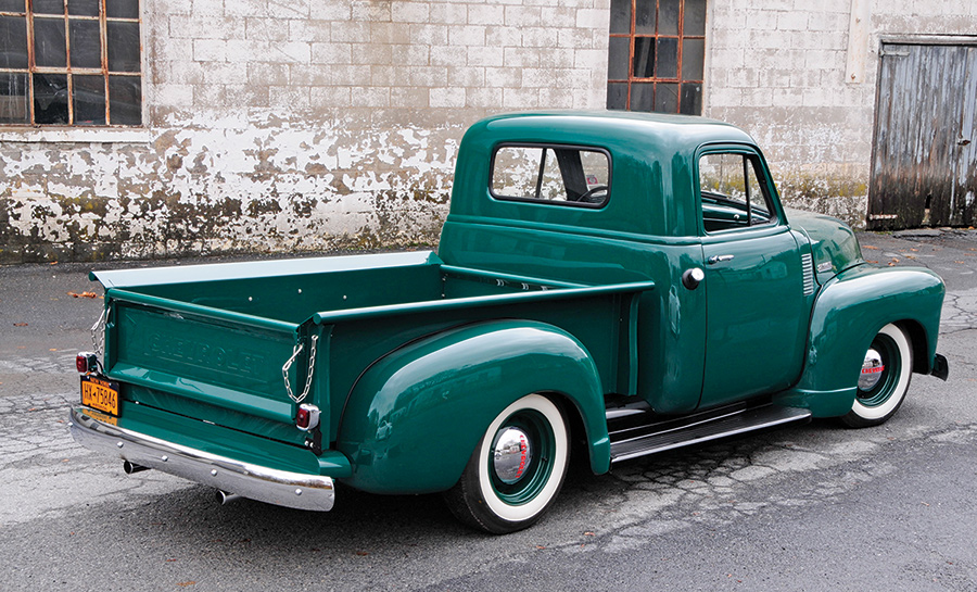 '52 Chevy rear view of trunk and bumper