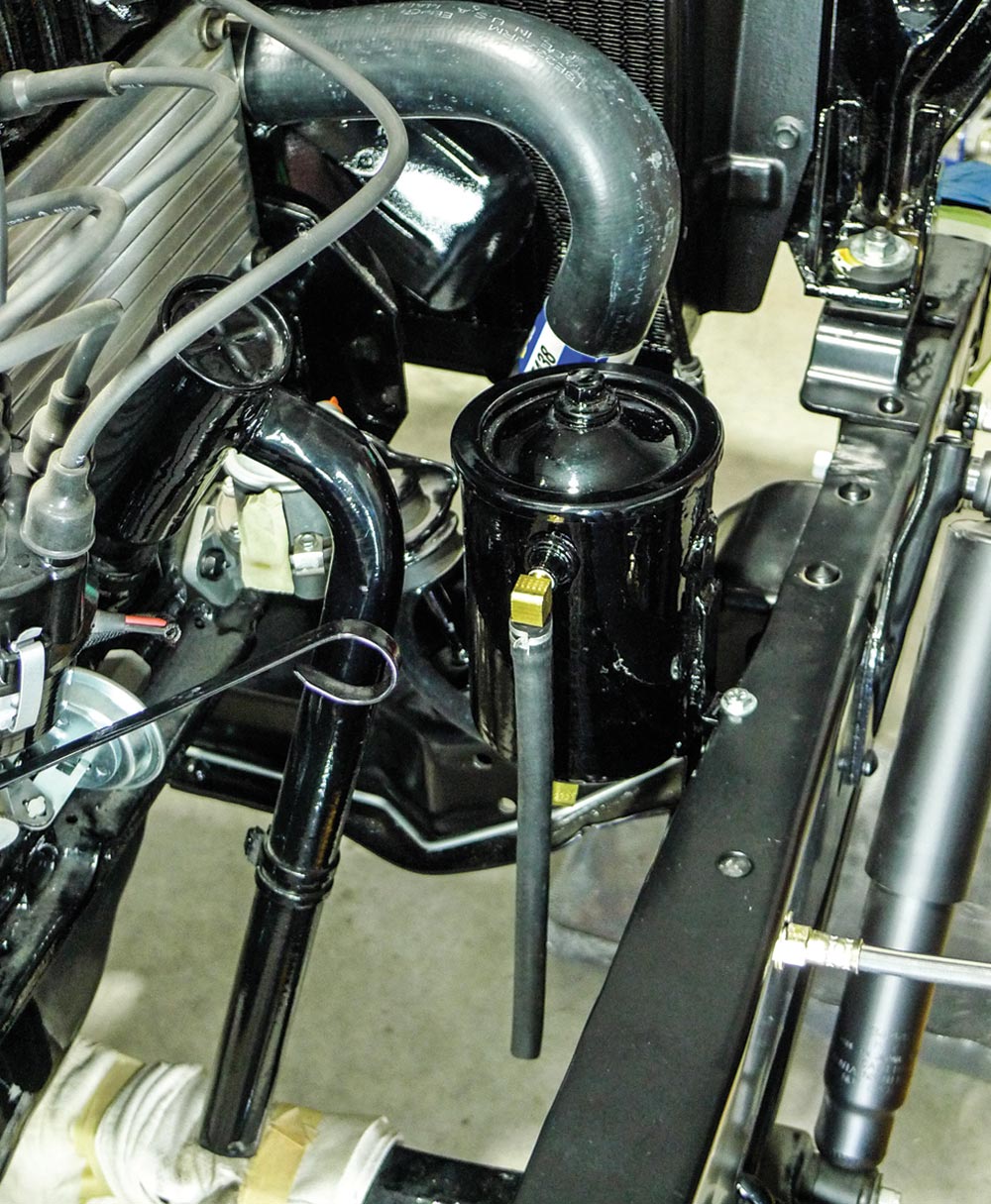 view of the new recovery can, installed