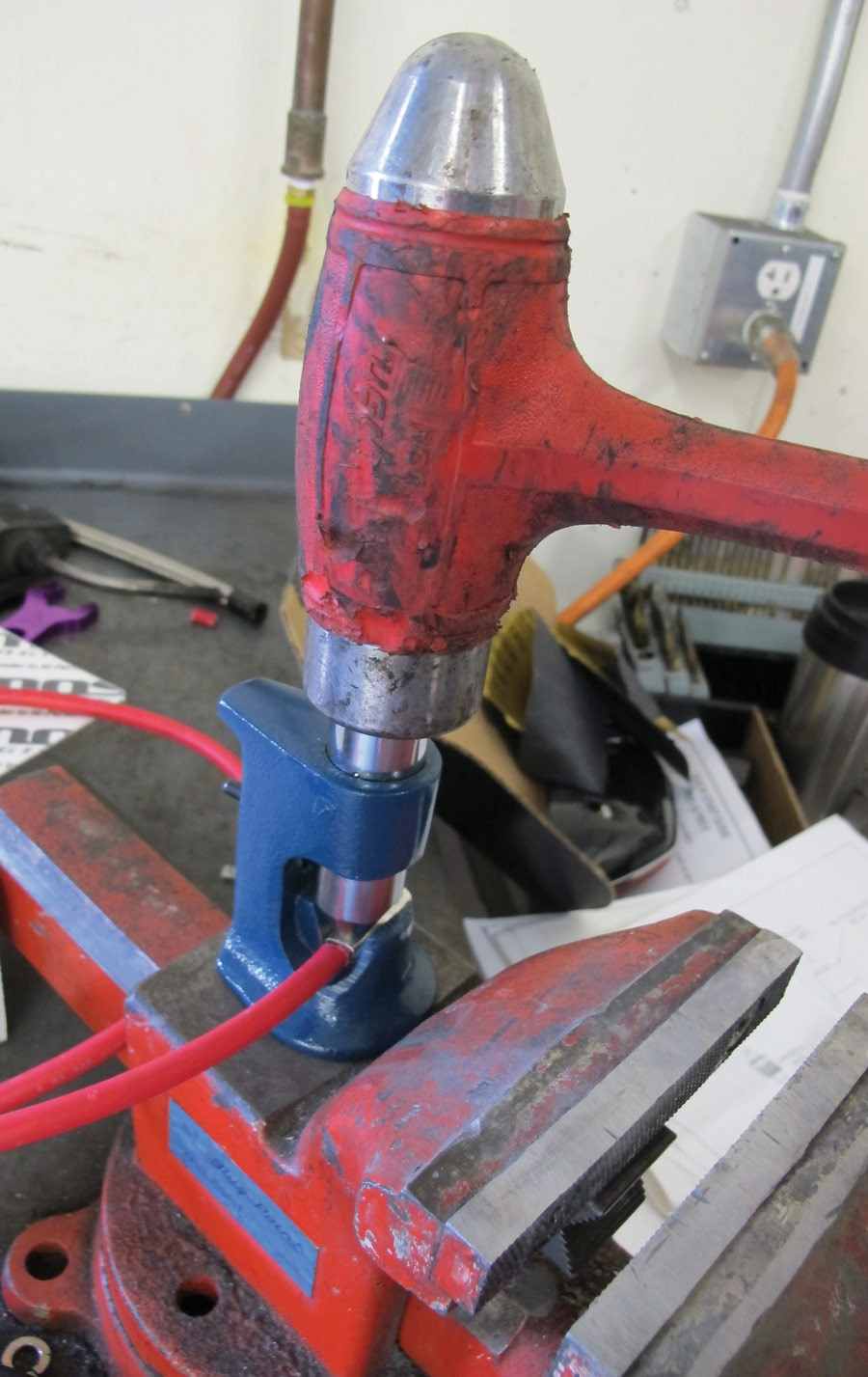 A Hammer Crimper is a great tool to install cable lugs when fabricating larger battery and charging cables. 