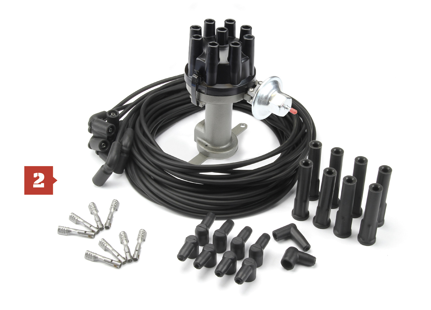 Lokar's LS Classic Series Ford-style Simulated Distributor and Plug Wire Set