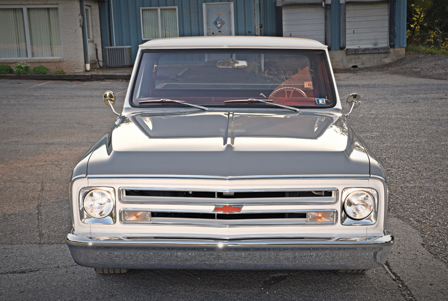 gray C10 front view of bumper and grill