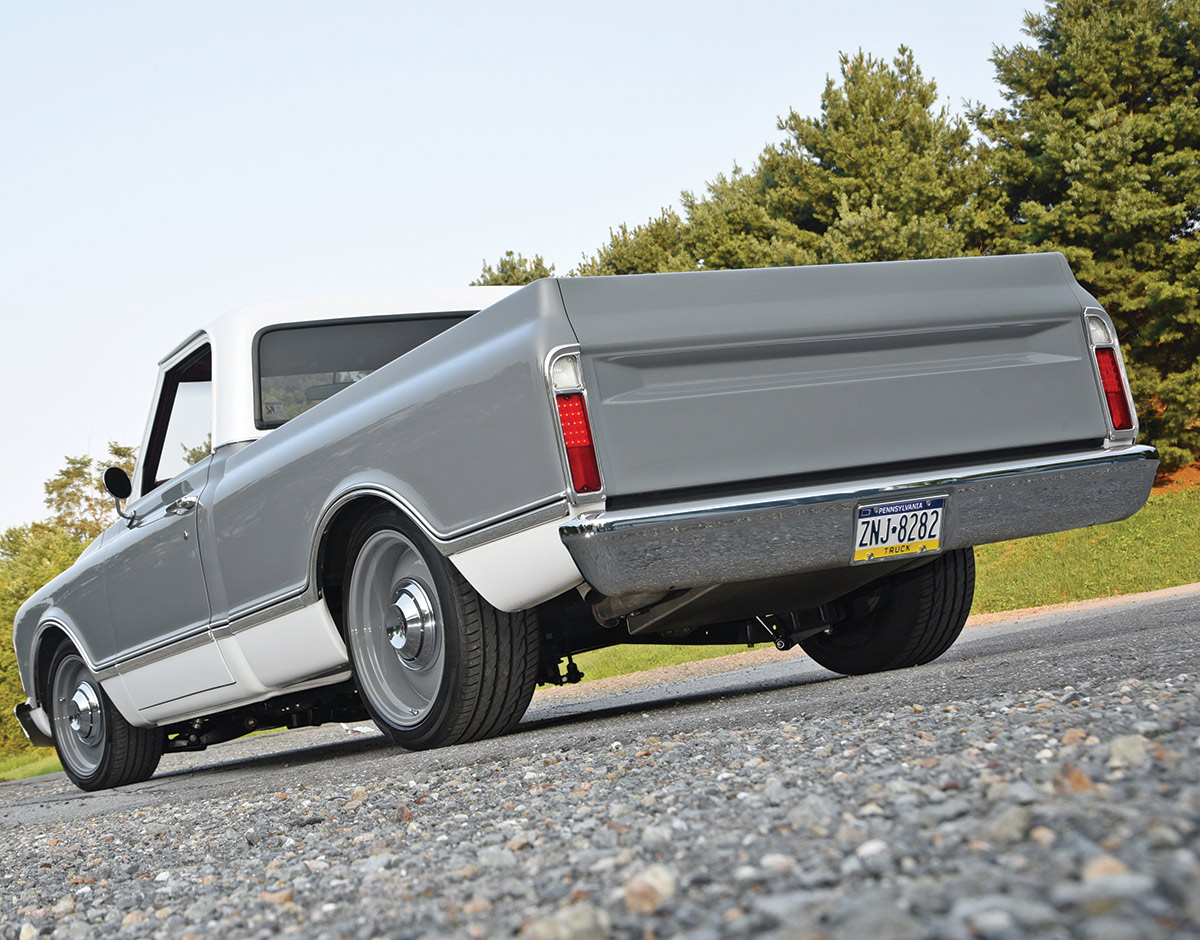 gray C10 rear view of bumper and tail lights