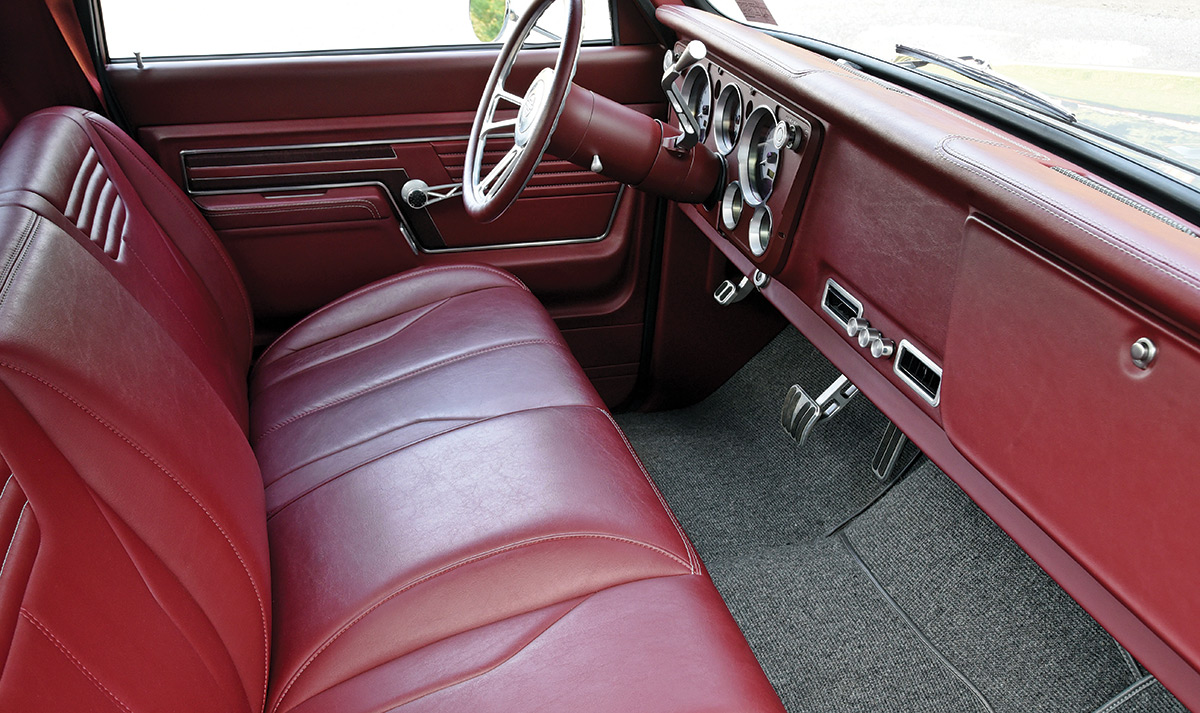 gray C10 interior view of seats and leather detailing