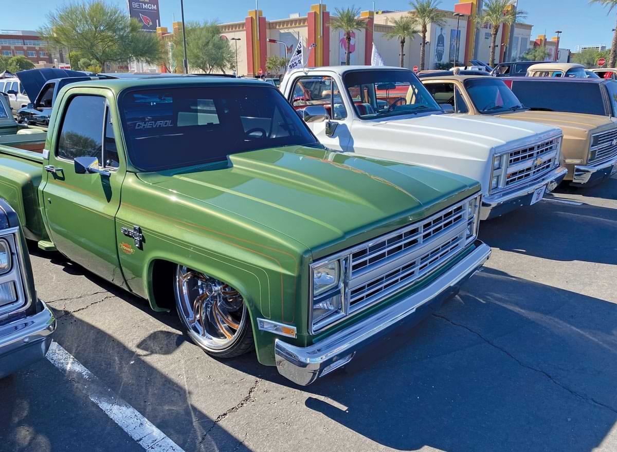Lime green Chevy truck