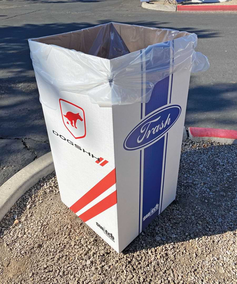 Ford cardboard trashcan