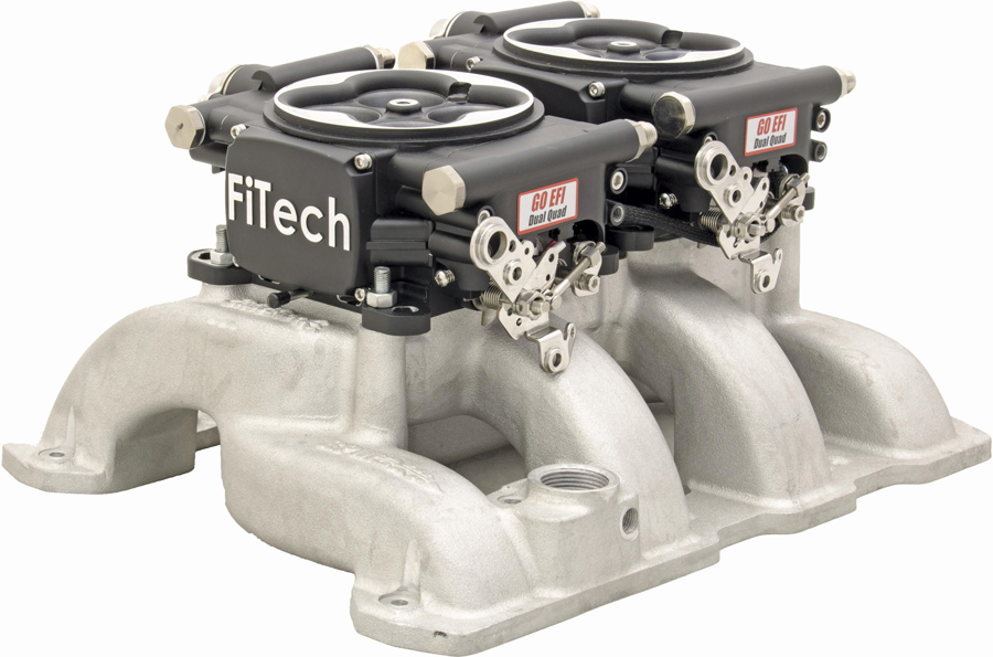 The Go EFI 2x4 625 hp uses two throttle bodies, each with four injectors. The Go EFI 2x4 1,200hp Power Adder System can be used on a 671 or 871 roots blower with this 2x4 Power Adder system. 
