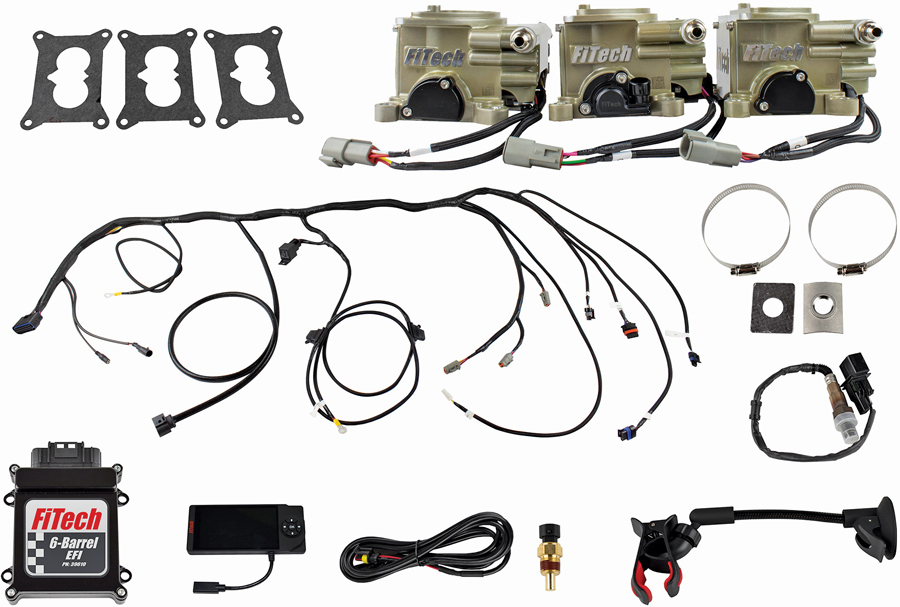 The Go EFI 3x2 system is designed to be a simple, ready-to-run installation. The center throttle body has a TPS and compact external ECU is easy to mount. This system does require a fuel pressure regulator unless a regulated fuel delivery system is used. 