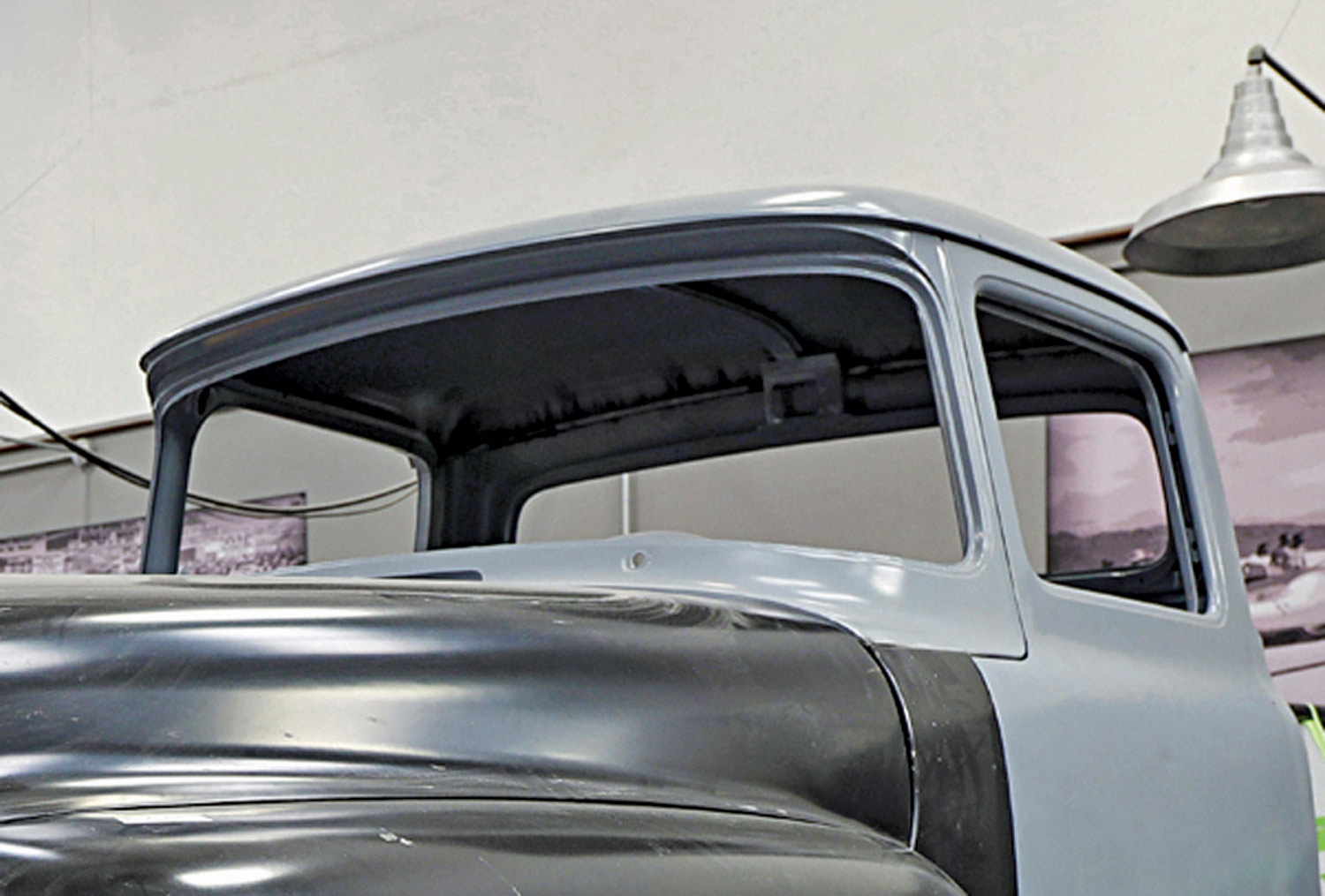 three quarter view of the Souza's F100, with a focus on the height of the lip below the windshield