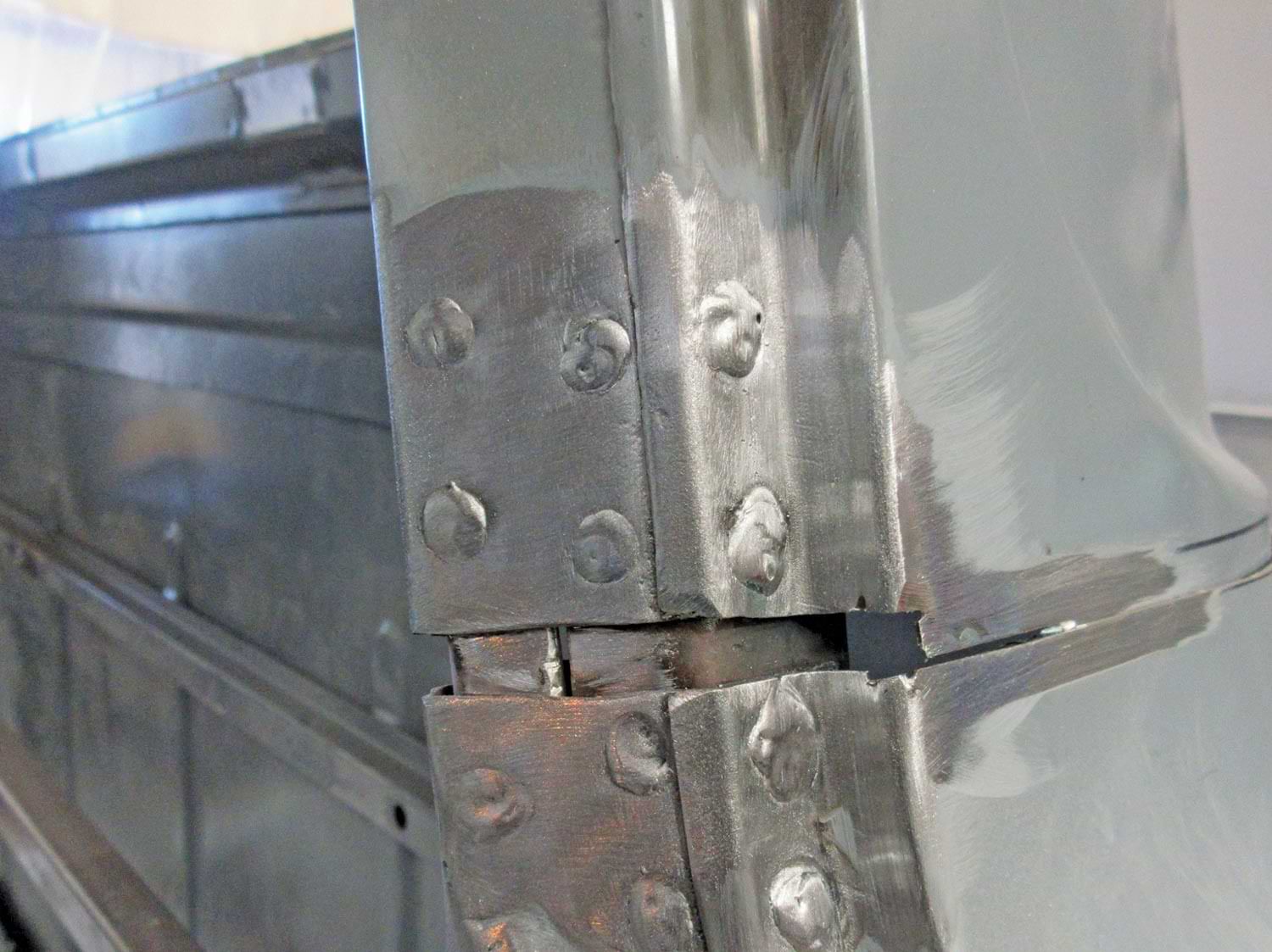 close up of the stout plug welds in the inner structure
