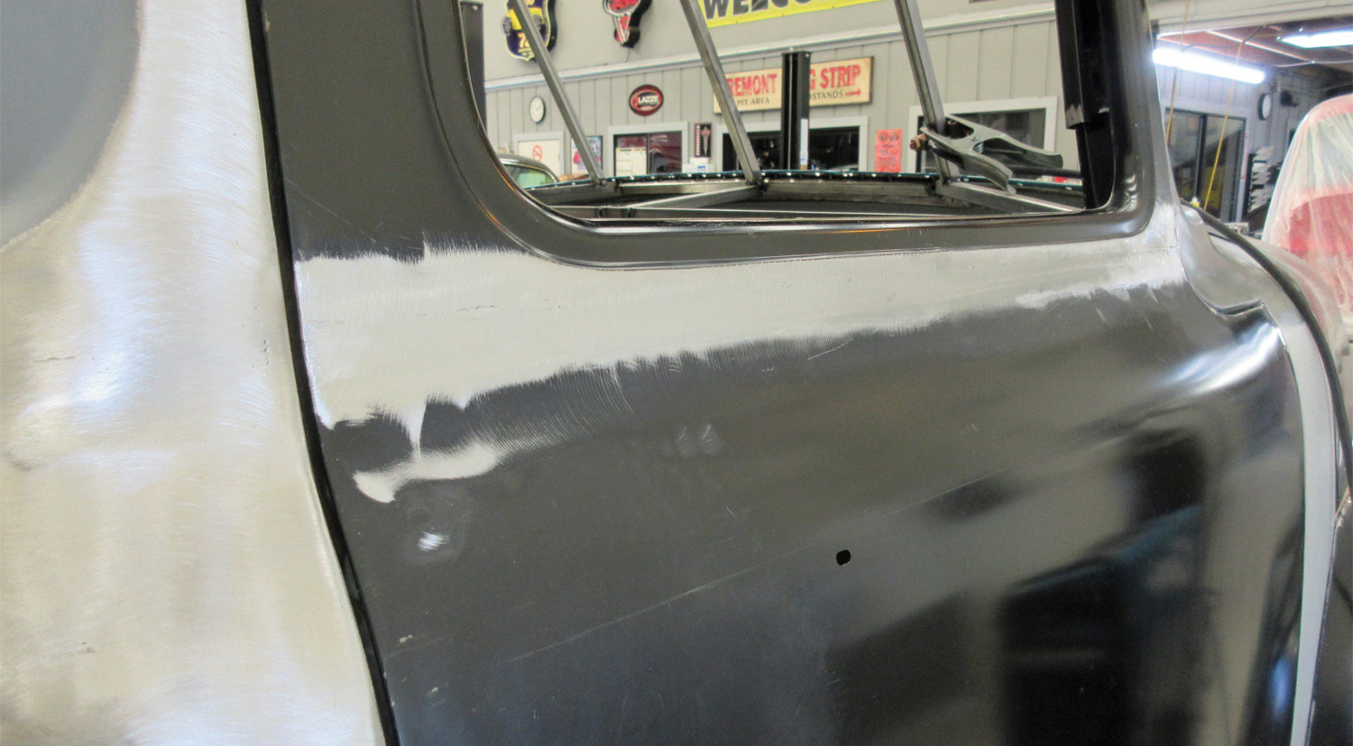 outside view of the truck door after the weld has been smoothed