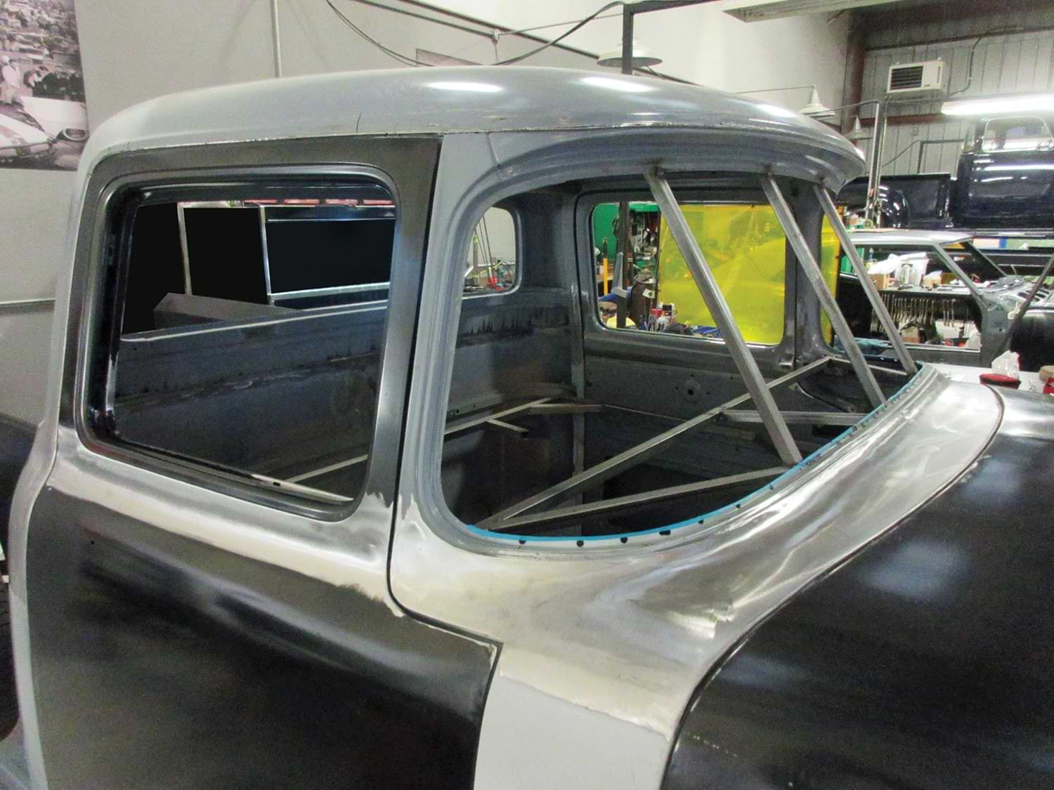 three quarter view from the passenger side of the newly sectioned cowl