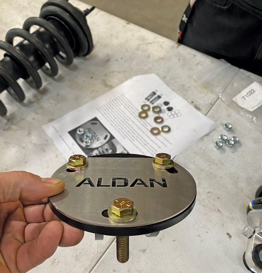 Aldan conversion kit is supplied with all new hardware for the upper coilover mount
