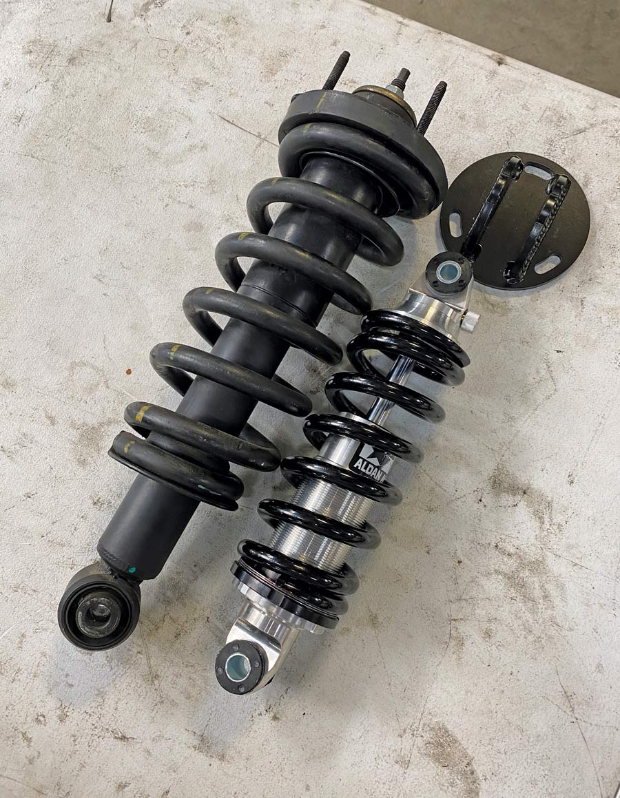 stock Crown Vic shock-in-coil setup with Aldan’s pre-assembled