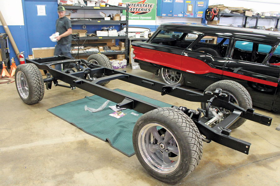 Here the main chassis is seen as a roller. MetalWorks offers chassis packages as bare chassis, rolling chassis, or a fully powered roller with powertrain installed.