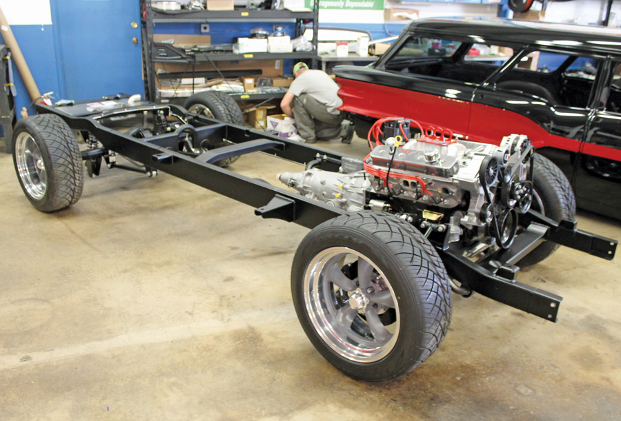 This is how MetalWorks commonly sells their chassis packages: as a fully coated, assembled, and rolling package with your choice of engine/transmission options.