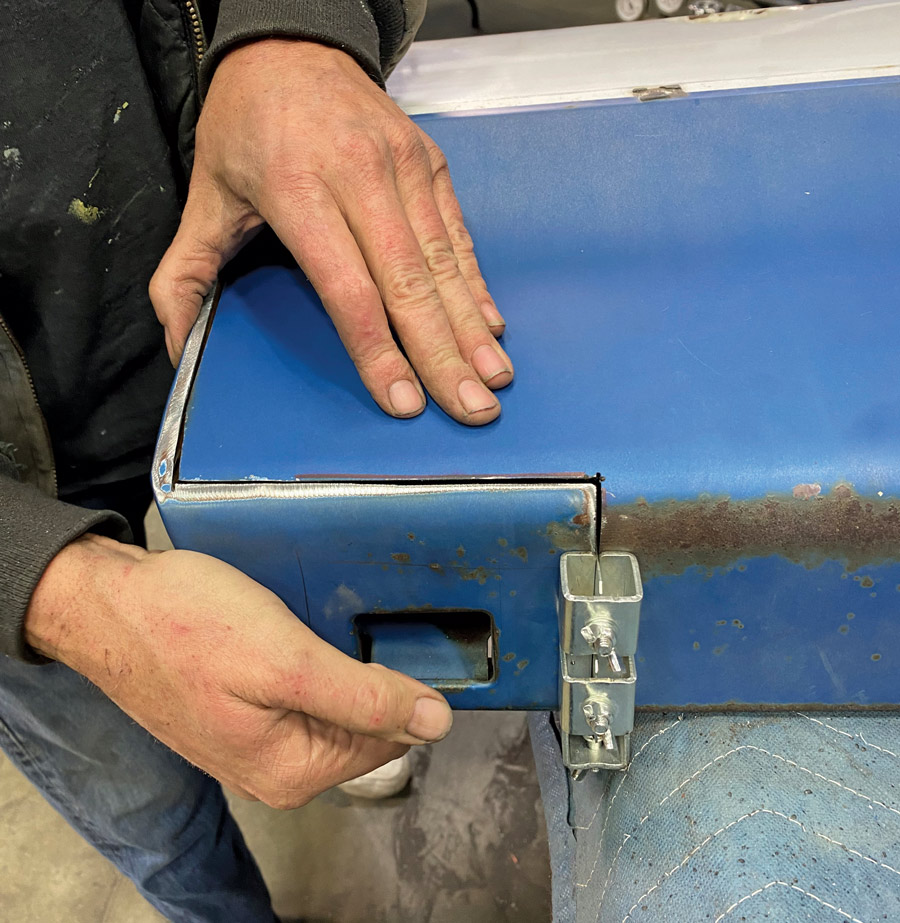 rely on your butt-weld clamps to keep your panels aligned as you weld them back together